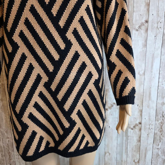 SHEIN Sweater Dress Size S Black & Tan Geometric Pattern - Picture 5 of 10